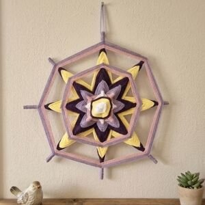 Handmade Ojo de Dios Mandala Yarn Wall Hanging Boho Decor 12in Spiritual Art
